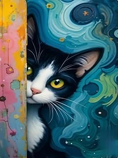 Cat Paint by Numbers Kit for Adults, Cat Adult Paint by Number Kits On Canvas, DIY Acrylic Oil Number Painting Kits for Beginners, Color by Numbers for Home Wall Decor 12x16Inch