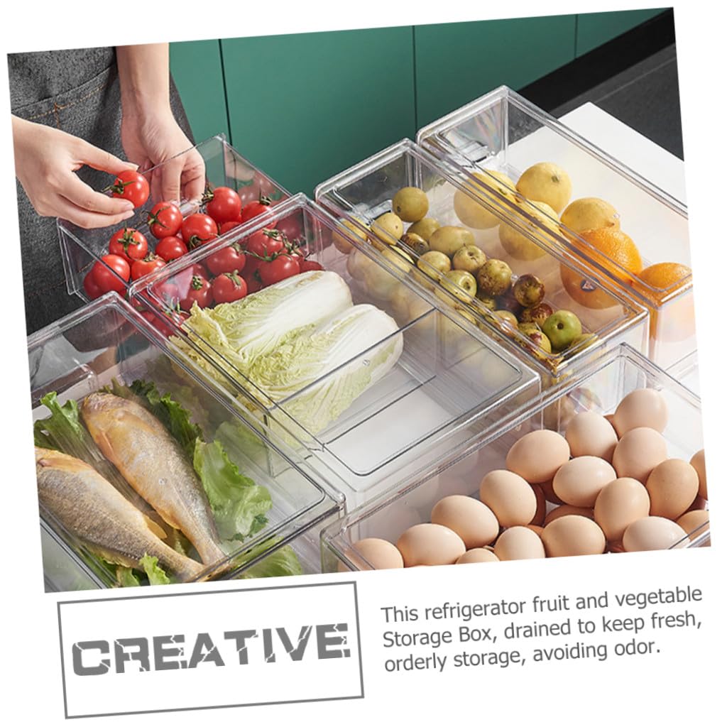 Caja Organizadora para Refrigerador de Gran Capacidad en Pet, Contenedor para Conservar Frutas y Verduras en Buen Estado Evitando Olores, Adecuado para Refrigerador y Encimera