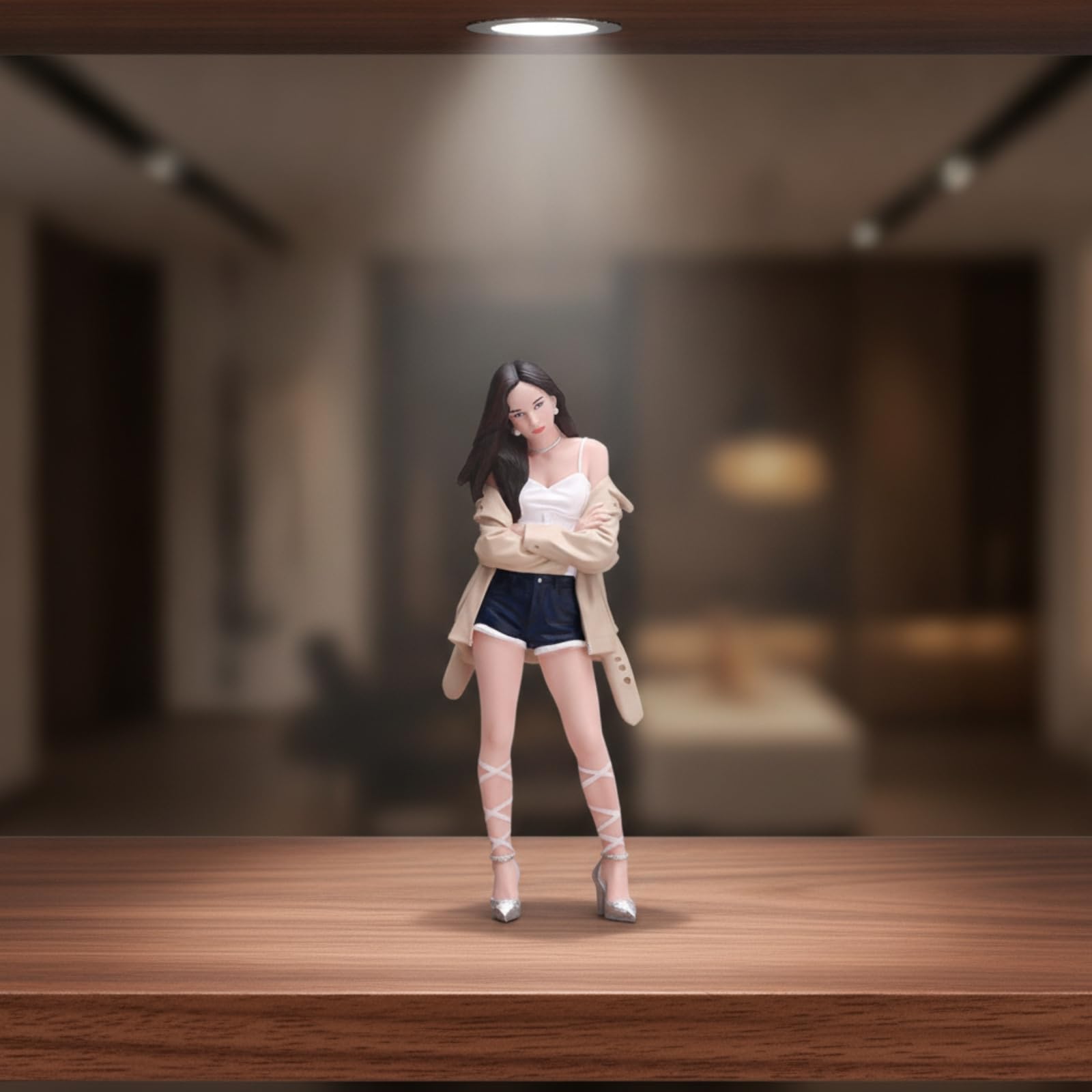 Figura Femenina de Moda Finos y Ropa Esmaltada Escultura Compacta de Resina Pulida Modelo Decorativo para Dioramas Diseño de Maquetas Personalizadas