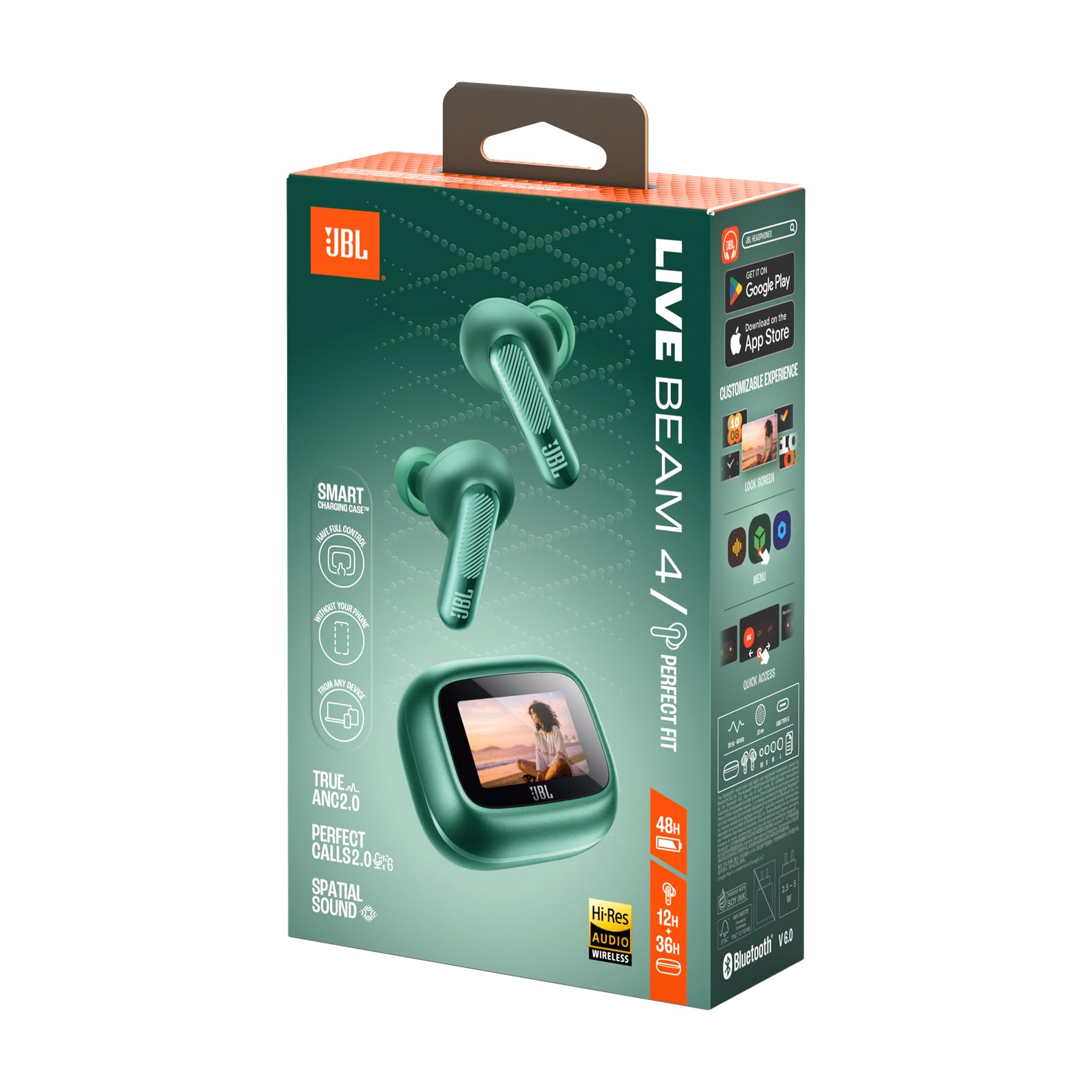 JBL Live Beam 4, Kabellose Noise-Cancelling-Ohrhörer, Grün | Hi-Res Audio, Smart Charging Case, Bluetooth 6.0, 40 Stunden Akkulaufzeit, IP55 Wasserdicht, JBL Signature‑ und Spatial Sound