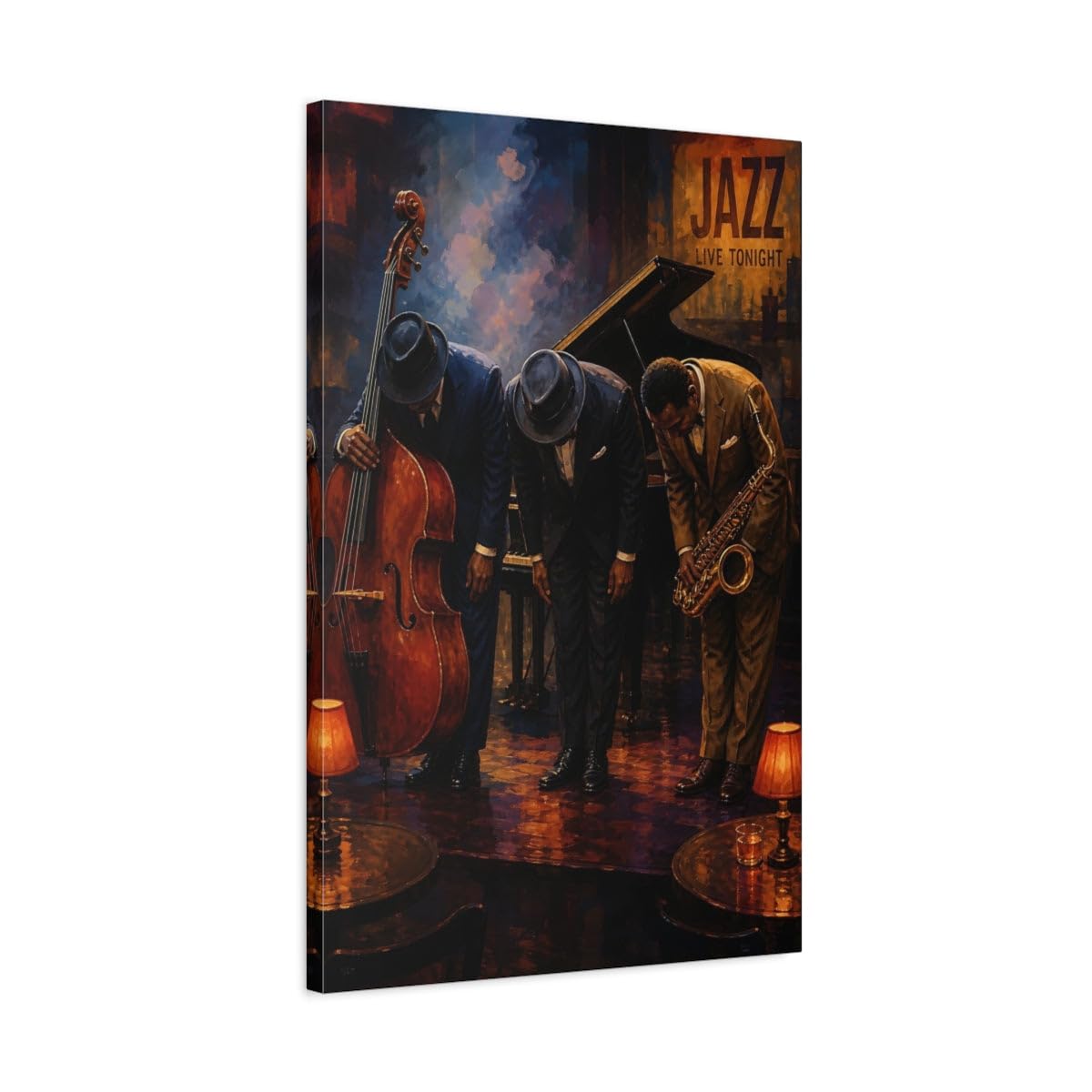 Jazz Club Bow Canvas Print – Living Room, Above Couch 20×30 inch (50×75 cm) - Vertical / 1.25 inch (3 cm)