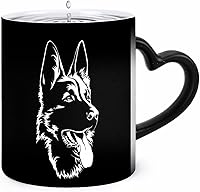 Vista 1 de Taza de café de pastor alemán negro, taza de té de cerámica que cambia de color, tazas de té para regalos de oficina y hogar