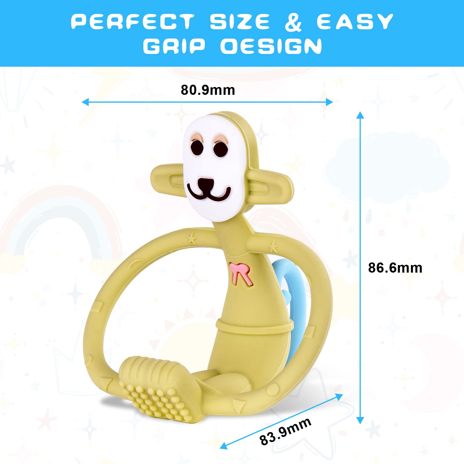 Vicloon Massaggia gengive per neonati, Massaggiagengive Neonati in Silicone Senza BPA, Dentizione Neonati Giocattolo, Adatto a Ragazzi e Ragazze, Stile Scimmia Verde