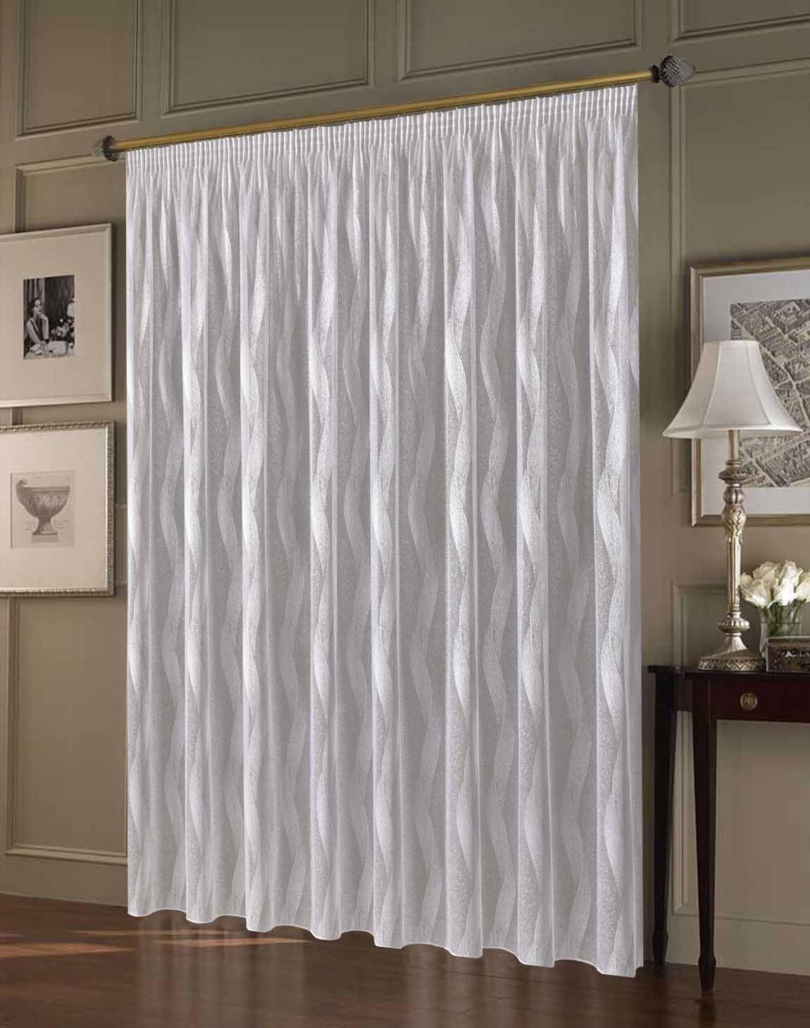 Maßgeschneiderte weiße Gardine “Neapel“, inklusive Kräuselband, Vorhang nach Maß, Gardinen nach Maß, Höhe 90 – 275 cm, Breite 1 –12 Meter (180 x 700 cm/HxB)
