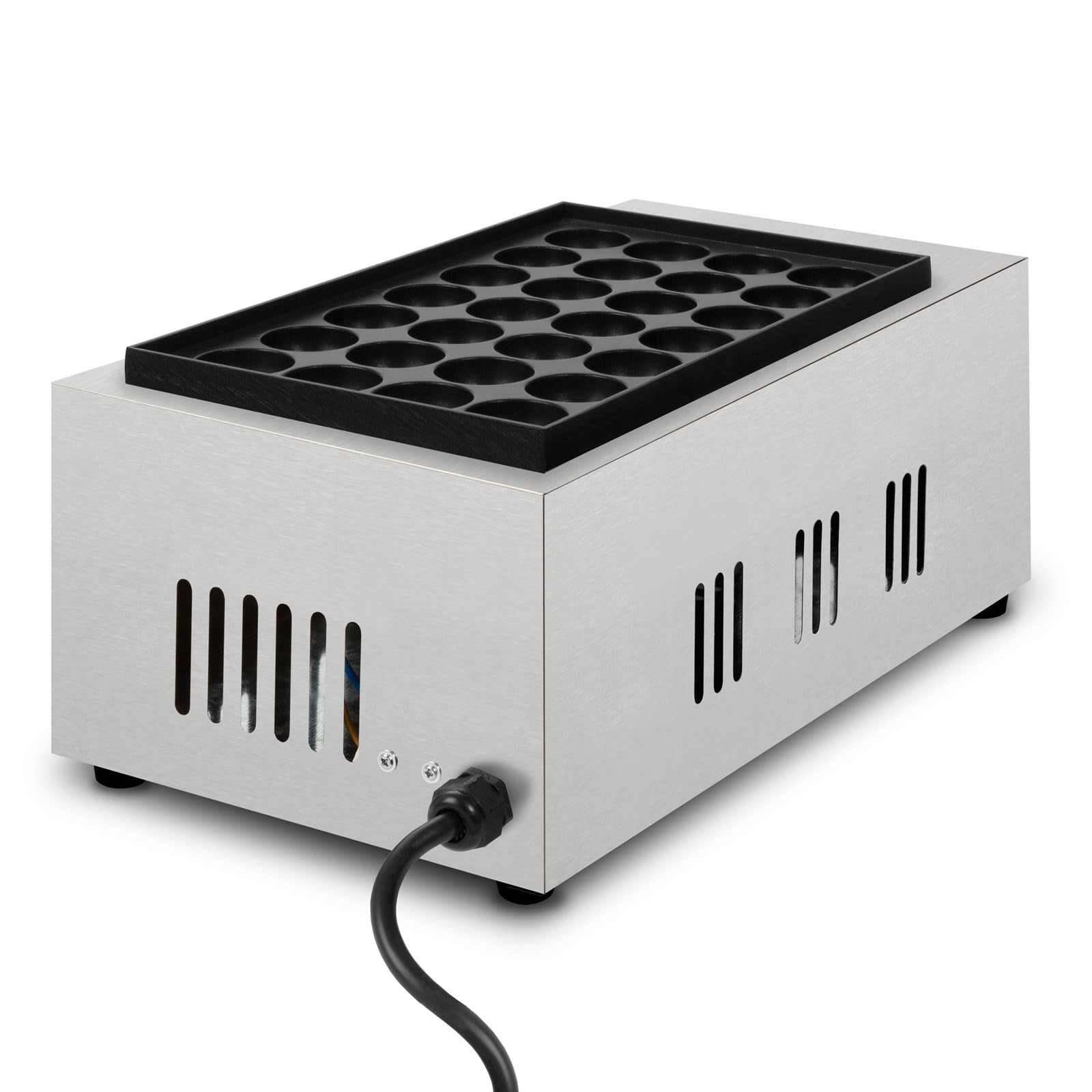 VERTES Takoyaki Maker 2000W Edelstahl Gehäuse Temperatur Stufenlos bis 300°C Gusseisen Grillplatte Antihaftbeschichtung 28 Vertiefungen