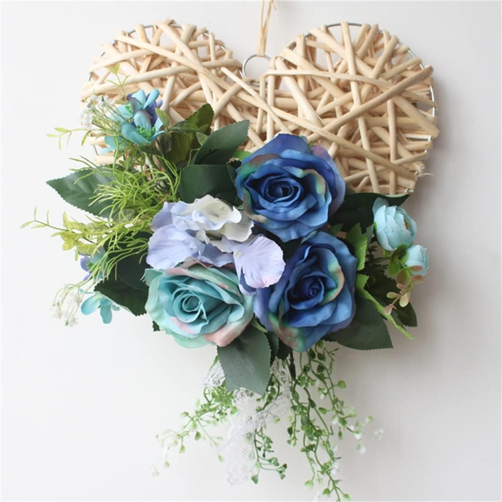 Imitation Flower Set Rattan Rattan Circle Heart Shaped Door Decoration(E)