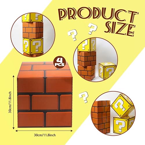 Miniatura 3 de SUYEPER 4 cajas grandes para fiesta de cumpleaños, cajas de preguntas y cajas de ladrillo, cajas de regalos de fiesta de juegos de fiesta (11.8 x