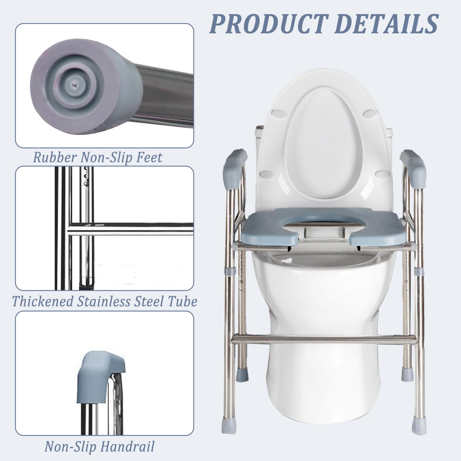 Asiento elevador de inodoro con reposabrazos,asiento de inodoro elevado con altura regulable, ayuda para levantarse para personas mayores,elevador de asiento de inodoro para personas mayores