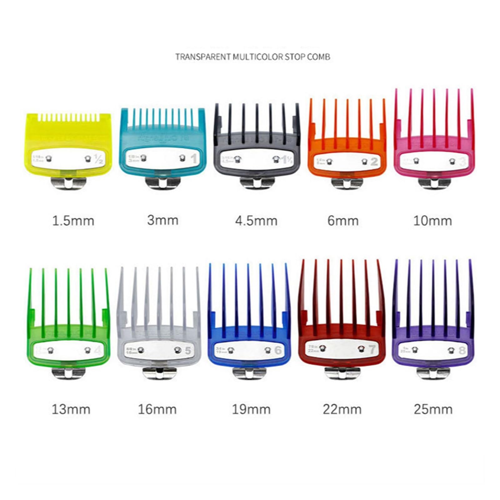 Lot De 10 Peignes De Coupe Professionnels Avec Clip En Métal, Compatibles Avec WAHL, 1,5/3/4,5/6/10/13/16/19/22/25 Mm G0717(Colorful 10pcs Baged)