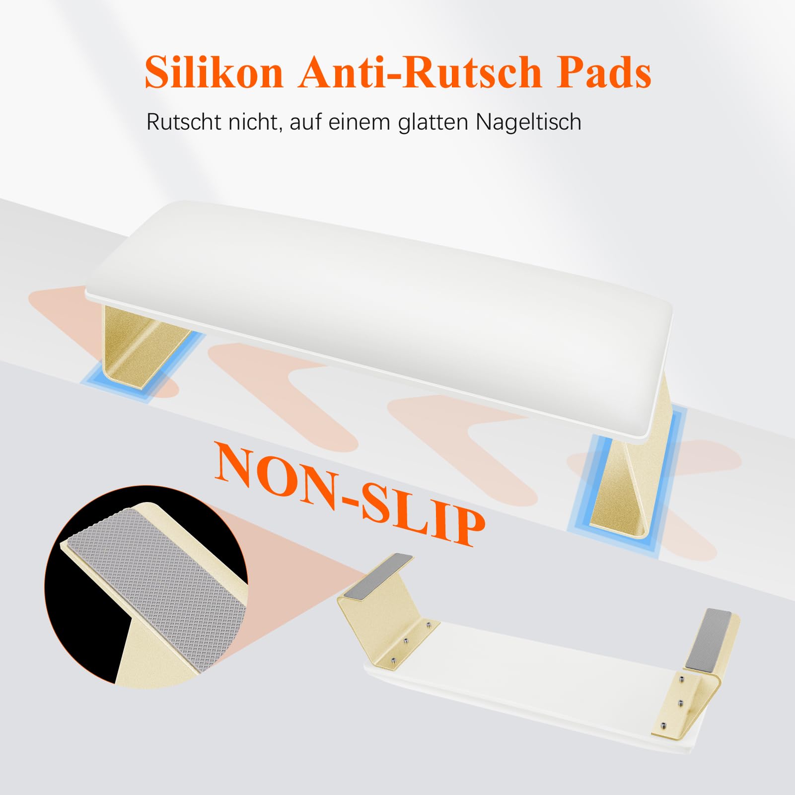 Handauflage Nagelstudio Handgelenkauflage, Armauflage für Nägel, Wrist Rest für Nägel für Nageltechniker Handkissen Nagelstudio Maniküre-Hand, Mit Beinen aus Aluminiumlegierung ﻿ (Weiß)