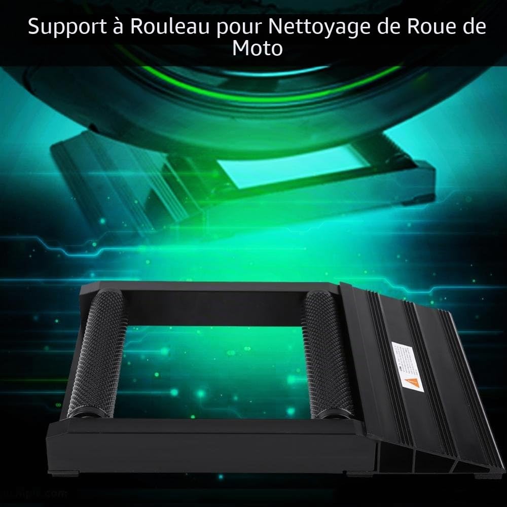 Support Rouleau Nettoyage Chaine Moto, Support de Rouleau de Manœuvre de Moto en Aluminium, Support de Nettoyage De Roues à Texture Mate avec Tampon Antidérapant, 500Lbs / 226Kg