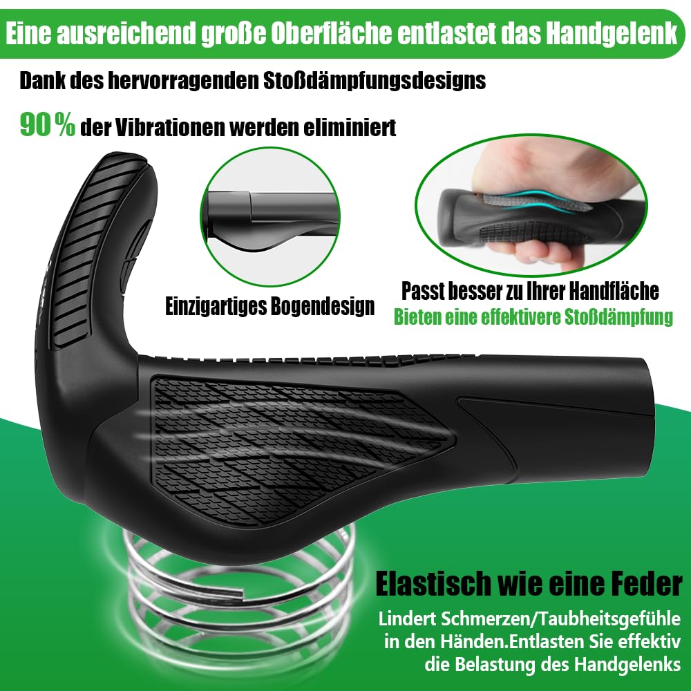RBRL Fahrradgriffe 1 Paar, ergonomische Lenkergriffe besonders Gelenkschonend, rutschfeste Gummi Fahrrad Griff komfortable Stoßfest Handgriffe für Fahrrad/Mountainbike/Rennrad