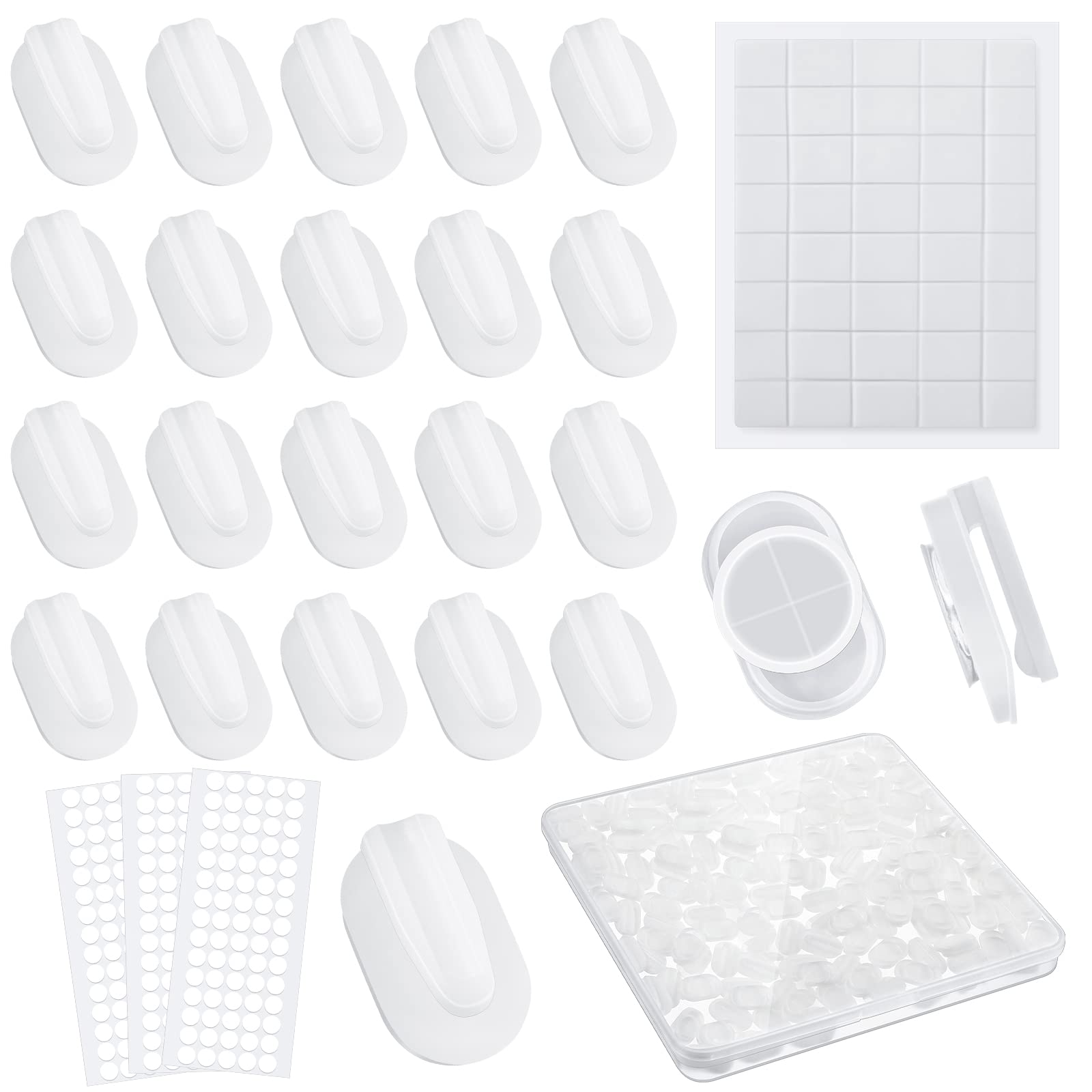 TaoBary 180 Pieces Adhesive Plastic Sticky Clips White Reusable Removable Poster Wall Clips Hanging Bulletin Board for Home Office