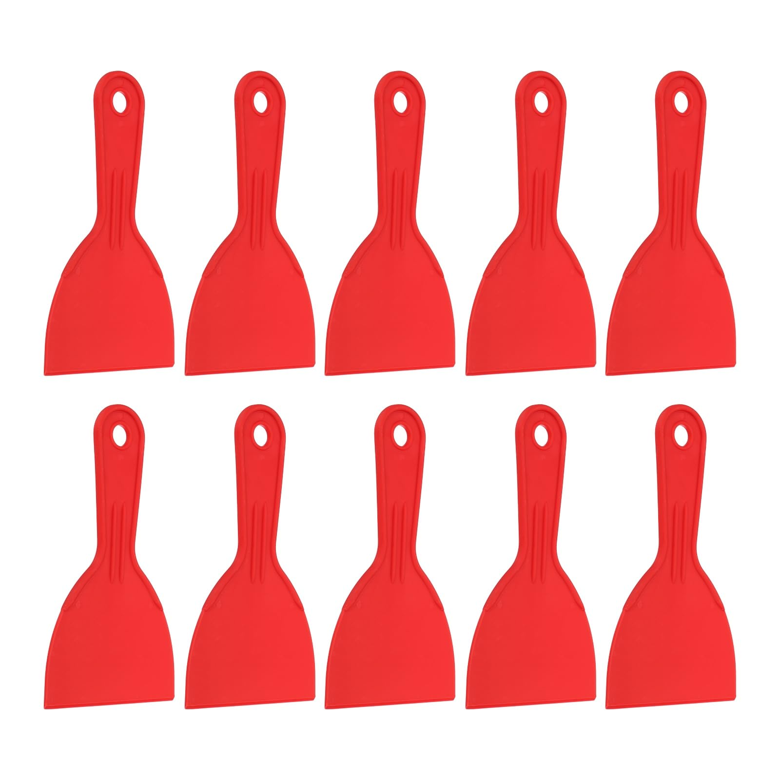 sourcing map 10pcs Putty Knife Scraper 4" Width Flexible Plastic Putty Knife Paint Scraper Tool for Taping Drywall Spreading Painting Wall Scratching Red