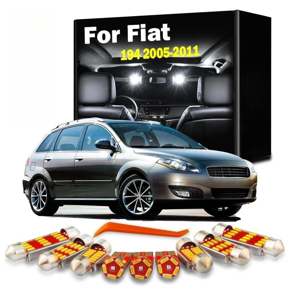 Kit de 12 Bombillas LED para Lectura de mapas de Luces de Techo y Maletero, para Fiat 194 2005-2010 2011
