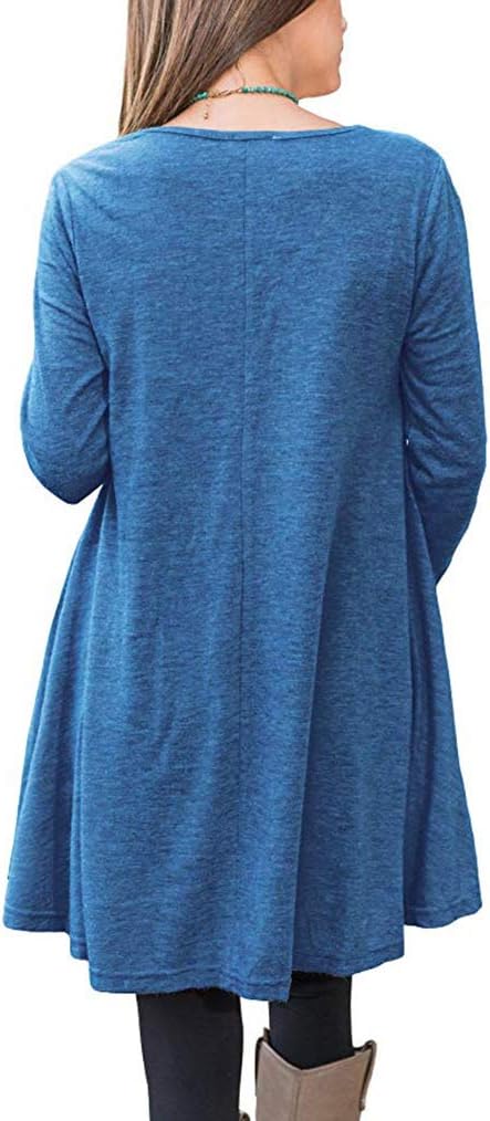 Poetsky Women's Long Sleeve Solid Color Tunic Tops Layered Casual Loose Blouse Shirts - Image 2