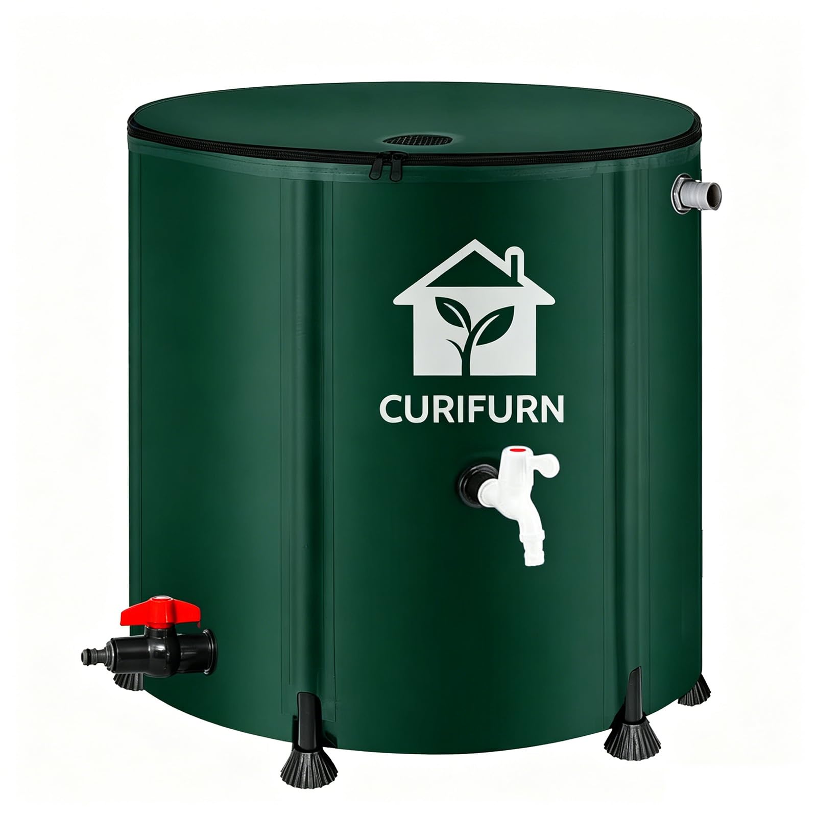 Curifurn 200 Gal Collapsible Rain Barrel with Spigot, Filter and Overflow Kit