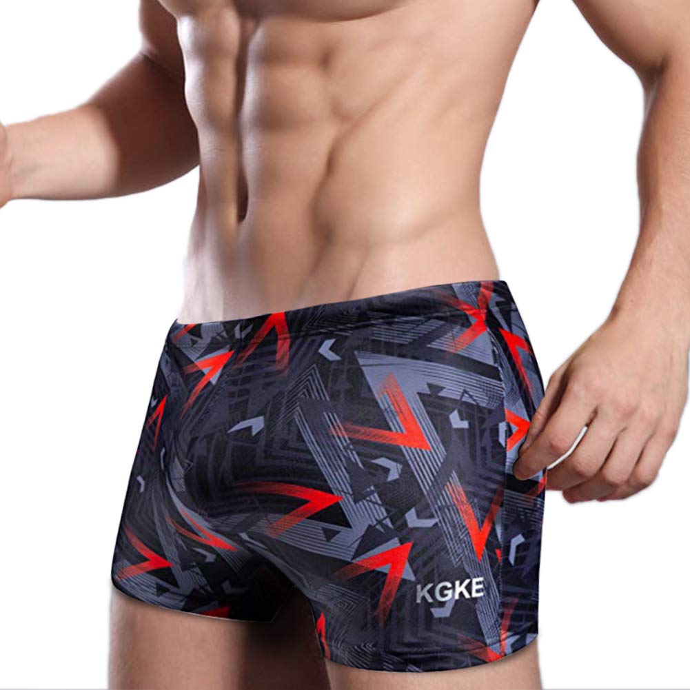 K898Men's Square Leg Swimming Jammer Shorts UPF50+,Men Swimsuit Swim Jammers Fabric Shape Retention