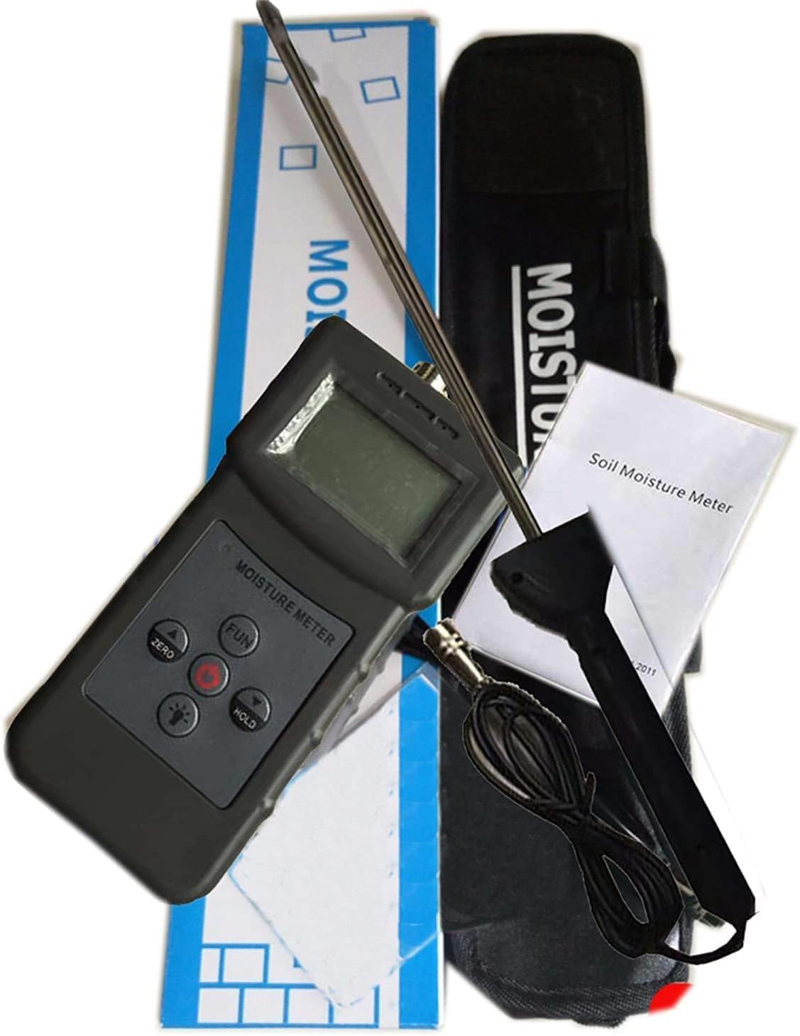 Soil Moisture Tester Meter Cement Moisture Content Measurement Soil Humidity Analyzer with Measuring Range 0-50% Resolusion 0.1 LCD Display for Soil Cement,Etc