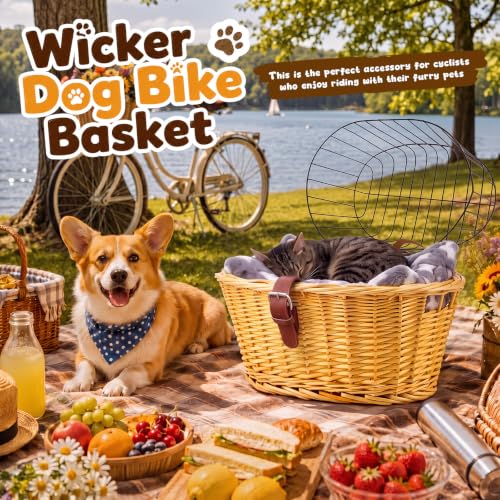 Woanger 3 Pcs Wicker Dog Bike Basket Set Rattan Pet Carrier for Small Pet by Woanger - Used condition - Image 6