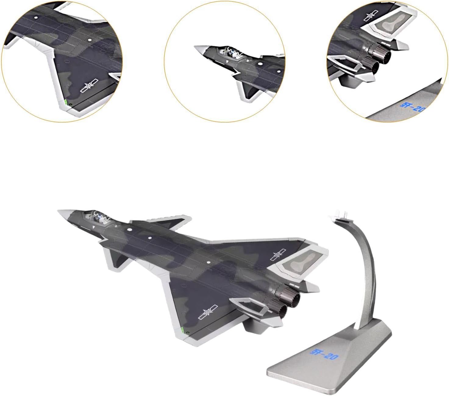 J20 Airplane Model Aircraft Plane Model Desktop Decor Air Plane Toy Metal Fighter Jet Model for Bedroom Bar Collection Gifts, 1 60