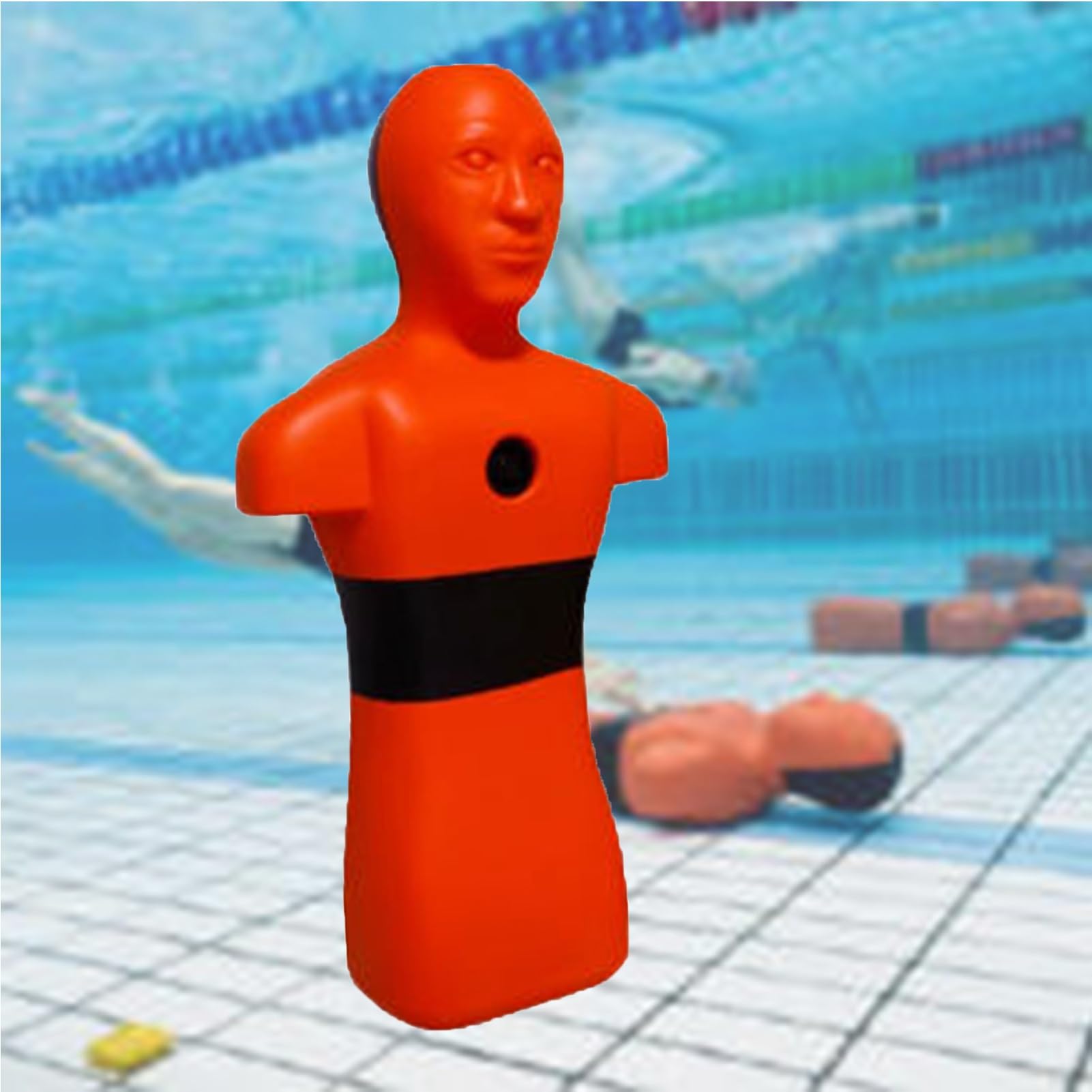 Maniquí de entrenamiento acuático para socorristas, maniquí de piscina con drenaje rápido y 3 agujeros de inyección de agua para adolescentes y adultos