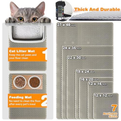 Blissstorm Katzenklo Matte 40X50cm,Doppelschicht EVA Katzenmatte, Khaki – Ansicht 2