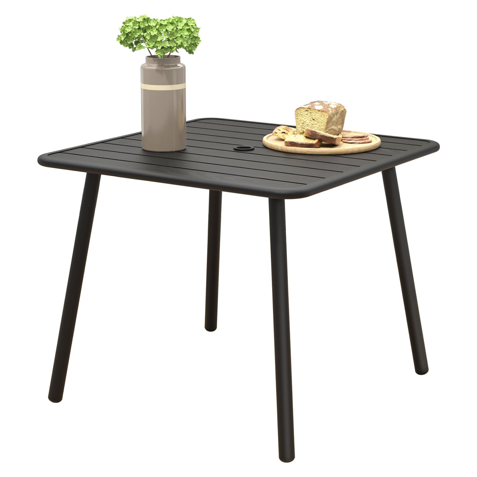 Table de jardin carrée en métal noir C-Hopetree avec finition mate haute résistance
