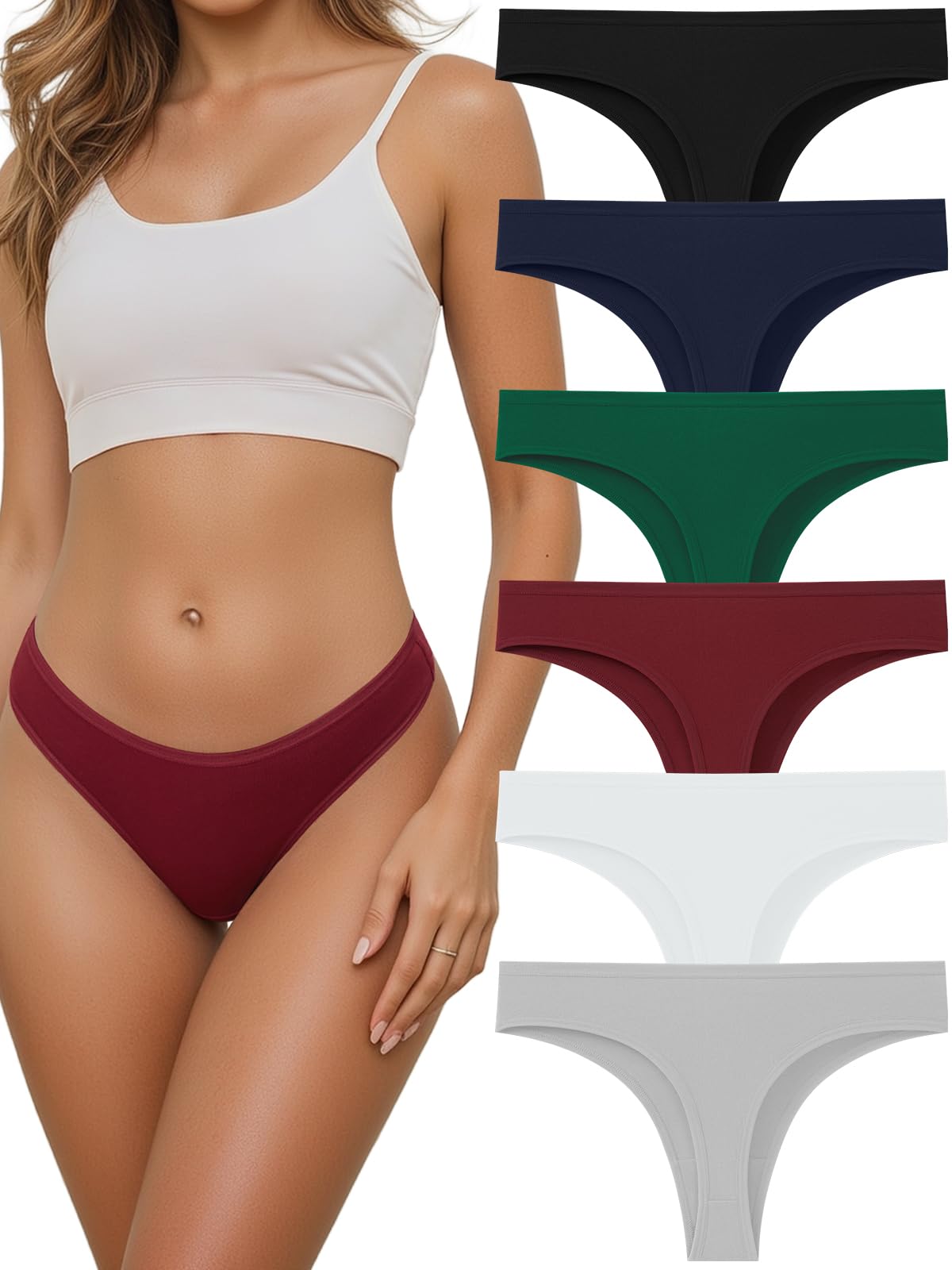 Vevmon Cotton Thongs for Women Seamless Womens Underwear Breathable Briefs Comfortable Panties 6 pack