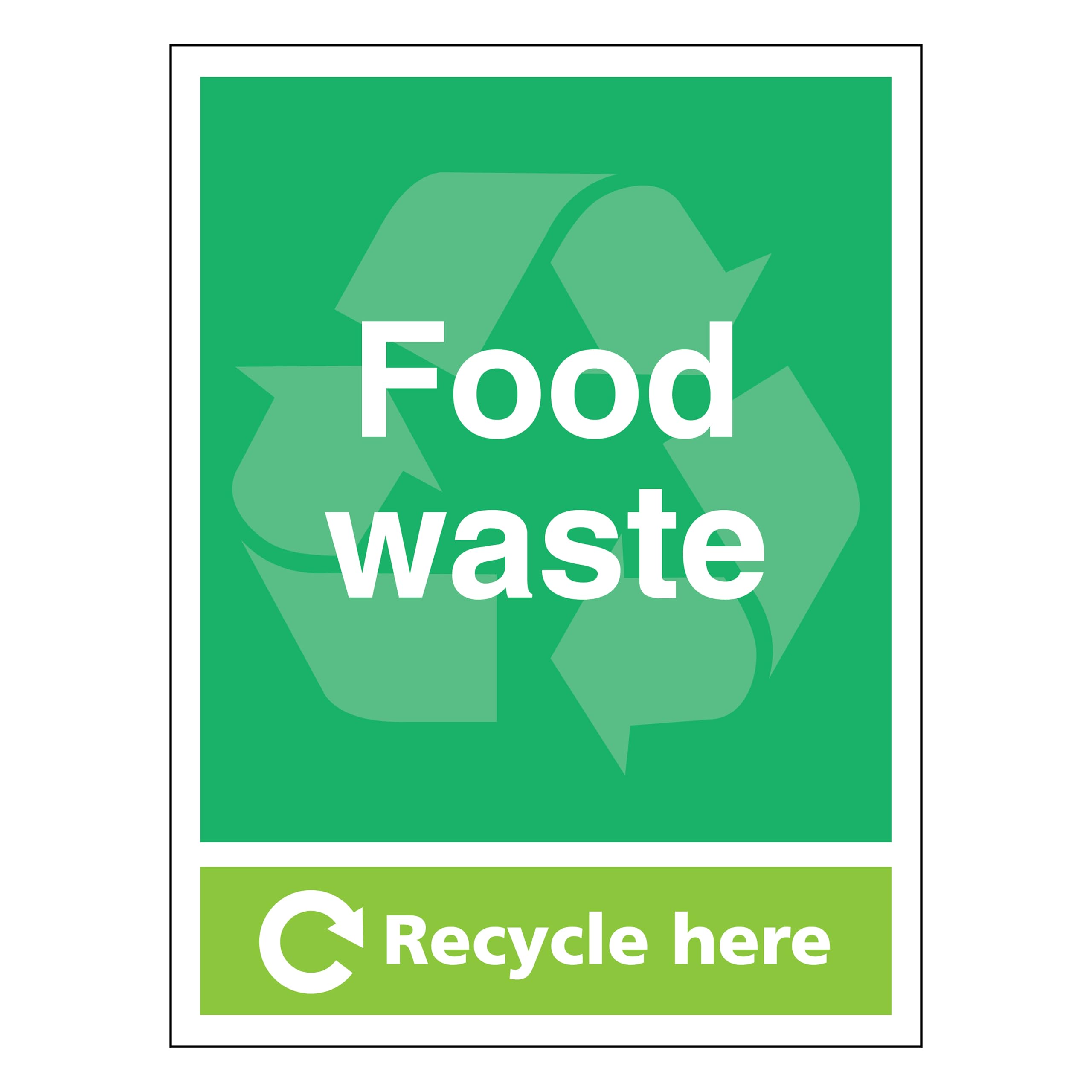 Food Waste - Recycle Here 300 x 400mm - 1mm Rigid Plastic