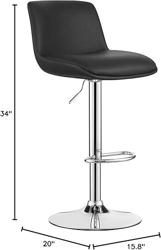 Miniatura 10 de MINCETA Taburetes de bar, moderno taburete giratorio tapizado con respaldo para barra y altura de encimera, altura ajustable de 24 a 34 pulgadas,