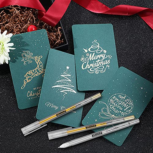 White Gel Pen Set, 0.8mm 4 White 2 Gold 2 Silver Extra Fine Point Pens Gel Ink Pens for Black Paper Drawing, Illustration Deisgn, Card Making, Taking Notes & Sketching, 8 Pack - Thumbnail 7