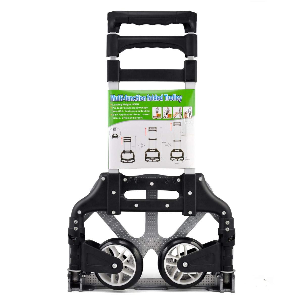 Yaheetech Sackkarre Handkarre Aluminium Transportkarre klappbar mit Ausziehbarem Teleskopgriff 100 cm Stapelkarre 75 kg belastbar