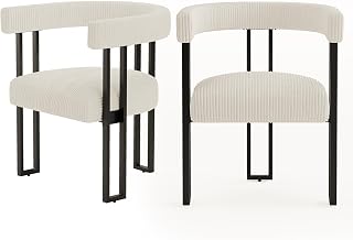 Boucle Matstol teddy stoppade matsalsstolar köksstolar med metallben fåtölj mitten av århundradet modern stol för matsal, kök (vit, 2)