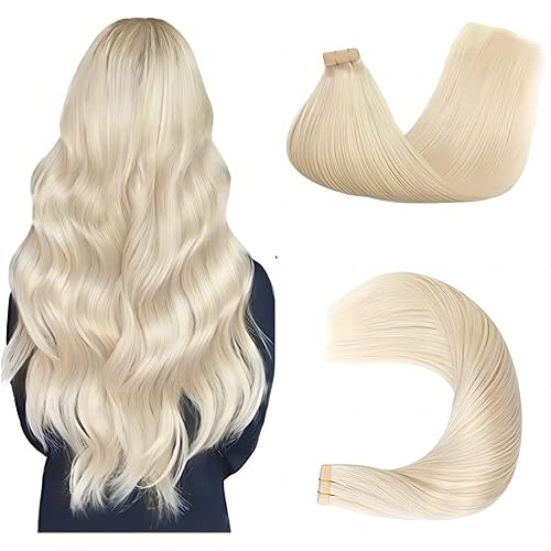 FIREHAIR Tape in Hair Extensions Human Hair Golden BLonde Color Silky Natural Straight Authentic Virgin Human Hair Extensions 50g 21pcs 18Inch 60A
