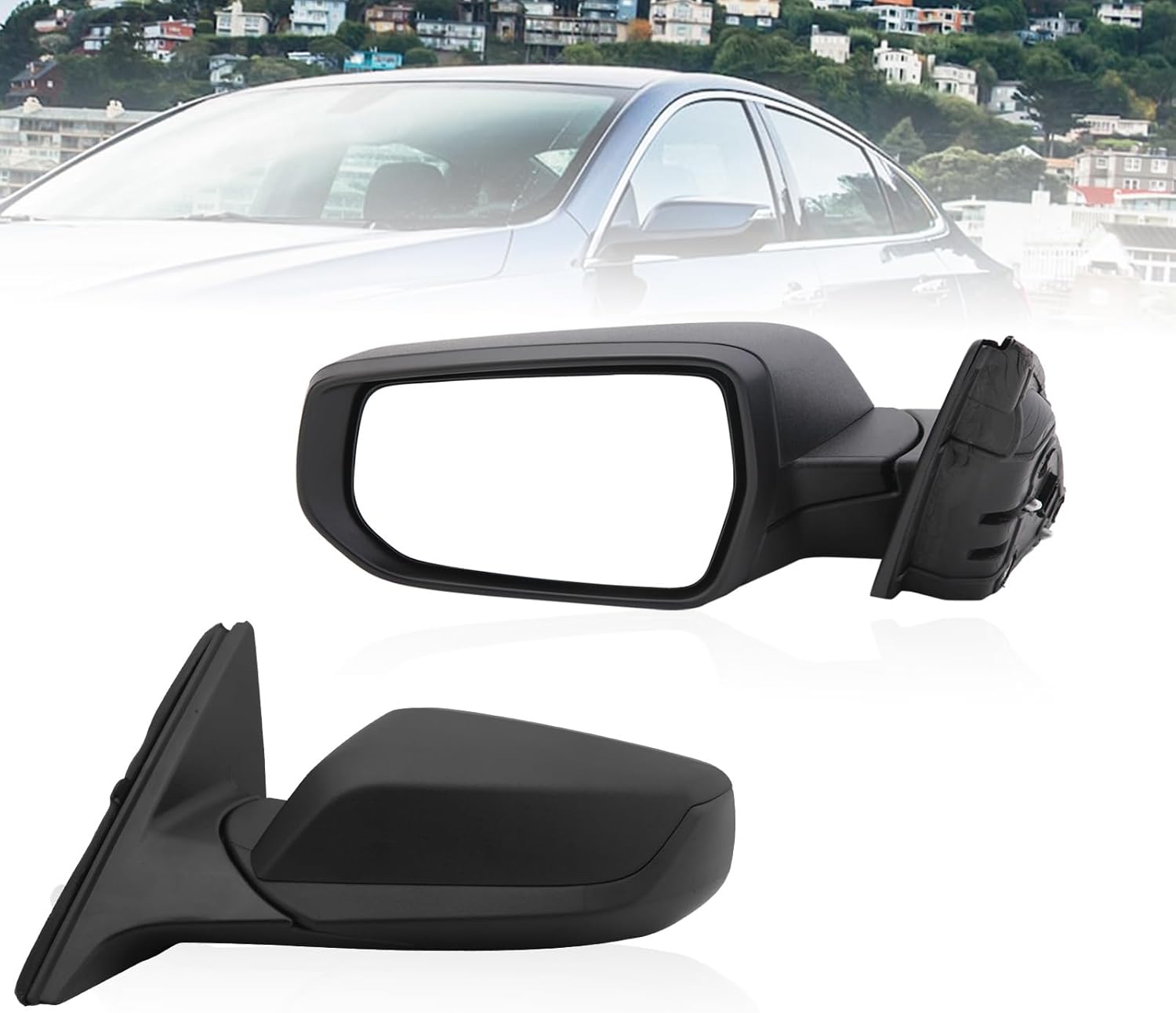 Driver Side View Mirror Compatible With Chevy Malibu 2016-2021 3 Pins Manual Folding Non Heated Without Signal Light White