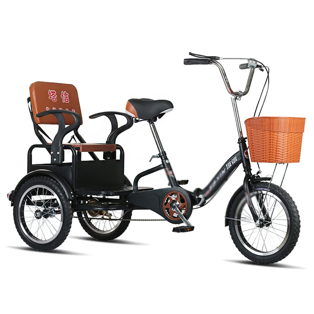 KAFELE Elderly Tricycles Pick Up And Drop Off Children/Shopping/Shopping Bicycles Light And Flexible Human-Powered Bicycles,Black