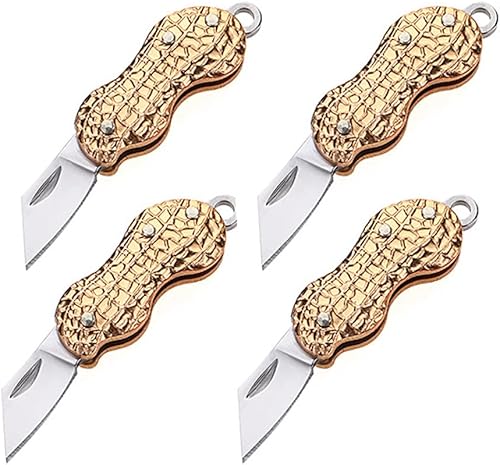 Miniatura 4 de Magik 2-4 piezas mini cuchillo plegable portátil con forma de maní collar de acero inoxidable EDC paquete de 2