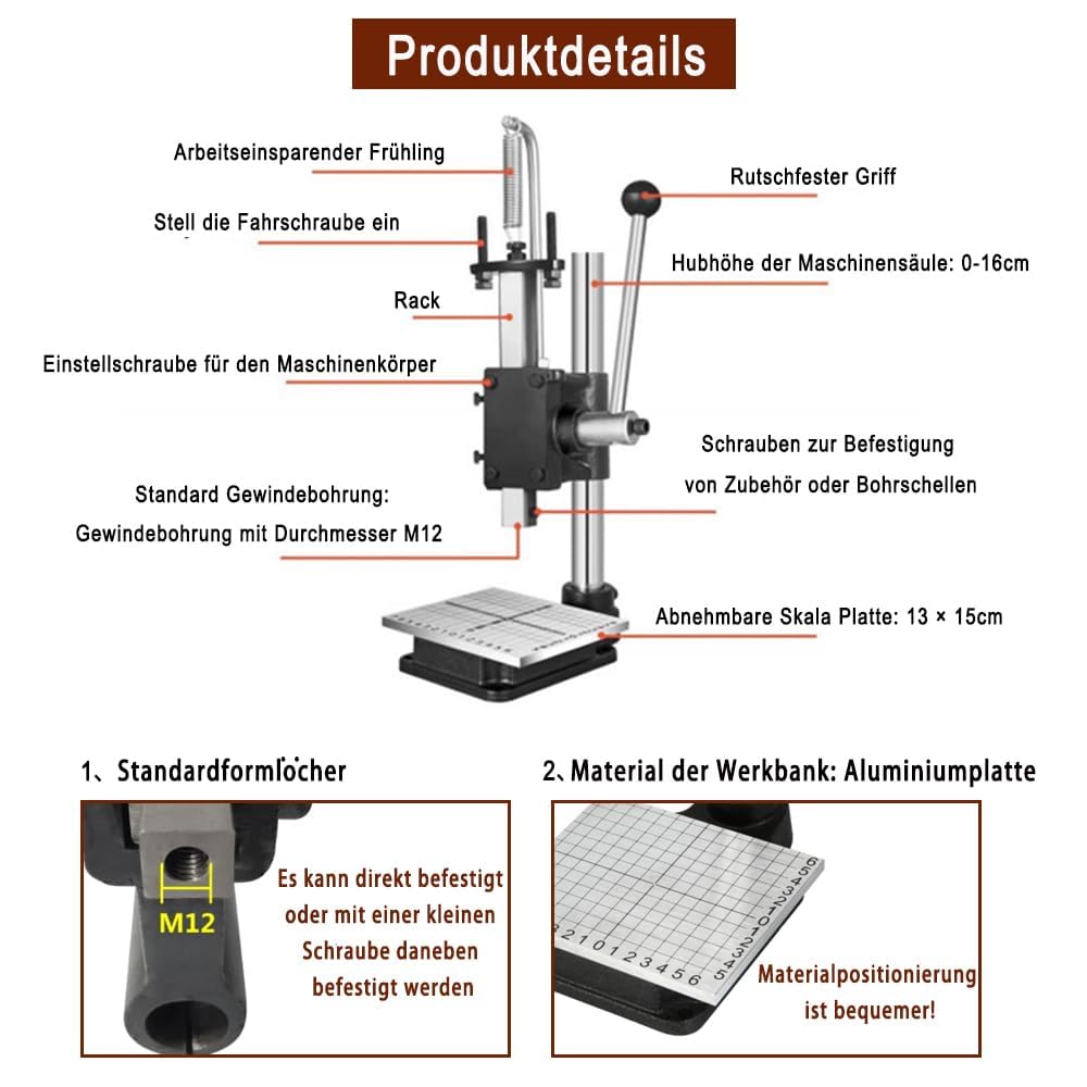 Leder Locher Werkzeug Guilopoer Lochmaschine mit Aluminiumplatte Set für Lederdruckmaschinen Stanzen Zinken Stempeln Punche,DIY Maschine zum Lochen von Leder