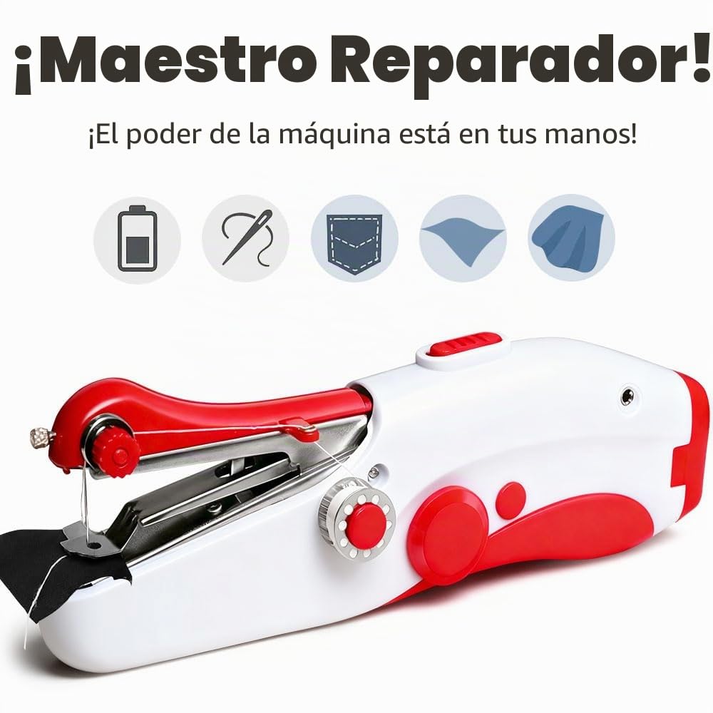 Máquina de Coser Portátil, Mini máquina de coser manual Con accesorios de costura, Mini Máquina de Coser Electrica para Principiantes y Adultos, para Ropa, Telas, Cortinas, Bricolaje.（Roji）
