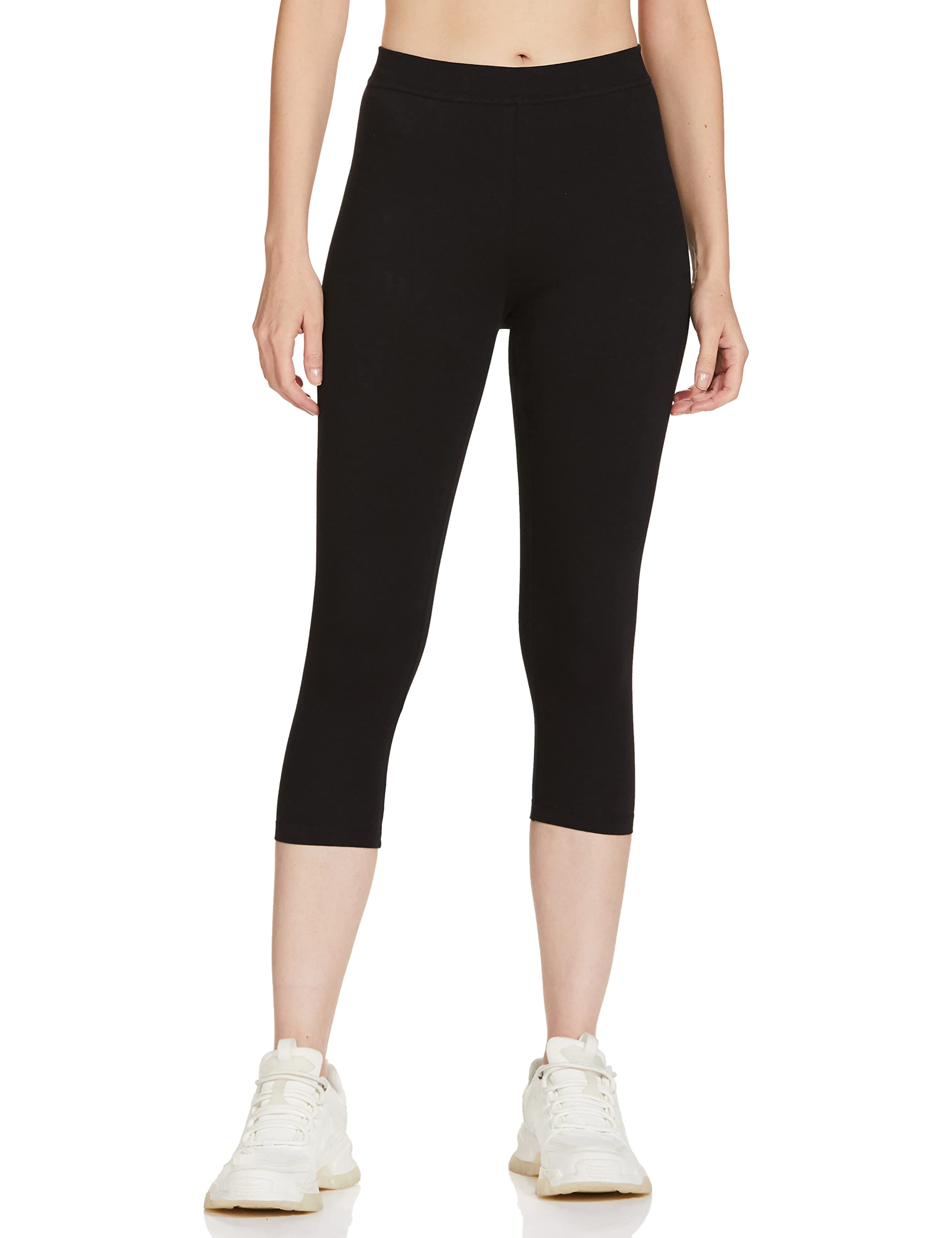 MaxWomen's Skinny Fit Mid Rise Solid Elasticated Waist Capri Leggings