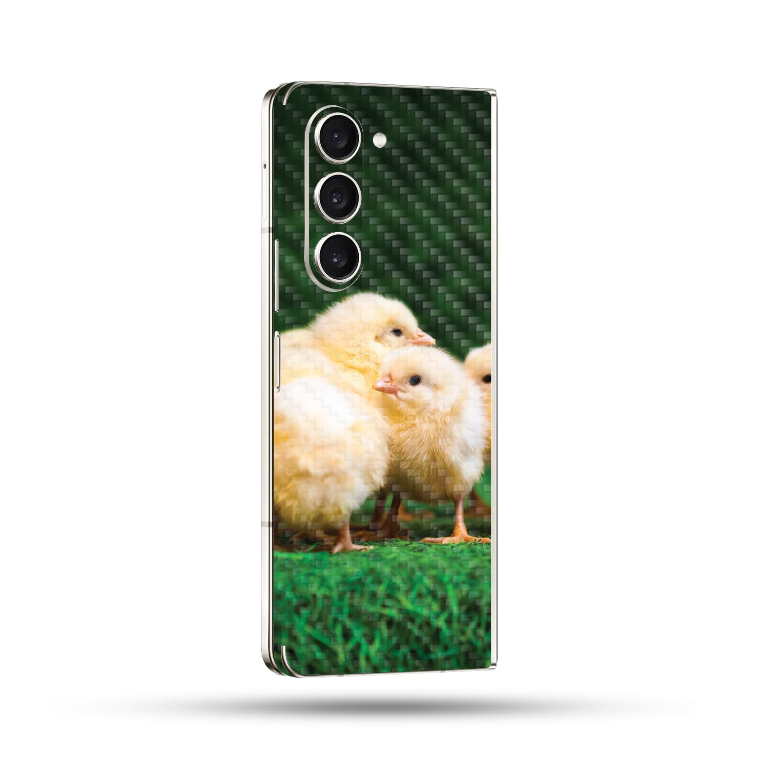 MightySkins Carbon Fiber Skin Compatible With Samsung Galaxy Z Fold 5 Full Wrap - Group Of Chicks | Protective, Durable Textured Carbon Fiber Finish | Easy To Apply and Change Styles | Made in the USA