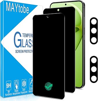 MAYtobe [2+2 Pack Samsung Galaxy S24 FE Privacy Screen Protector, Privacy Tempered Film with Camera Lens Protector for Galaxy S24 FE, No Bubbles, Anti Scratch, Easy to Install