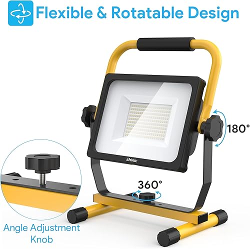 Miniatura 4 de shinic Luz de trabajo LED de 10000lm con soporte, luz de inundación para exteriores de 95 W, impermeable IP66, enchufe de 3 clavijas con