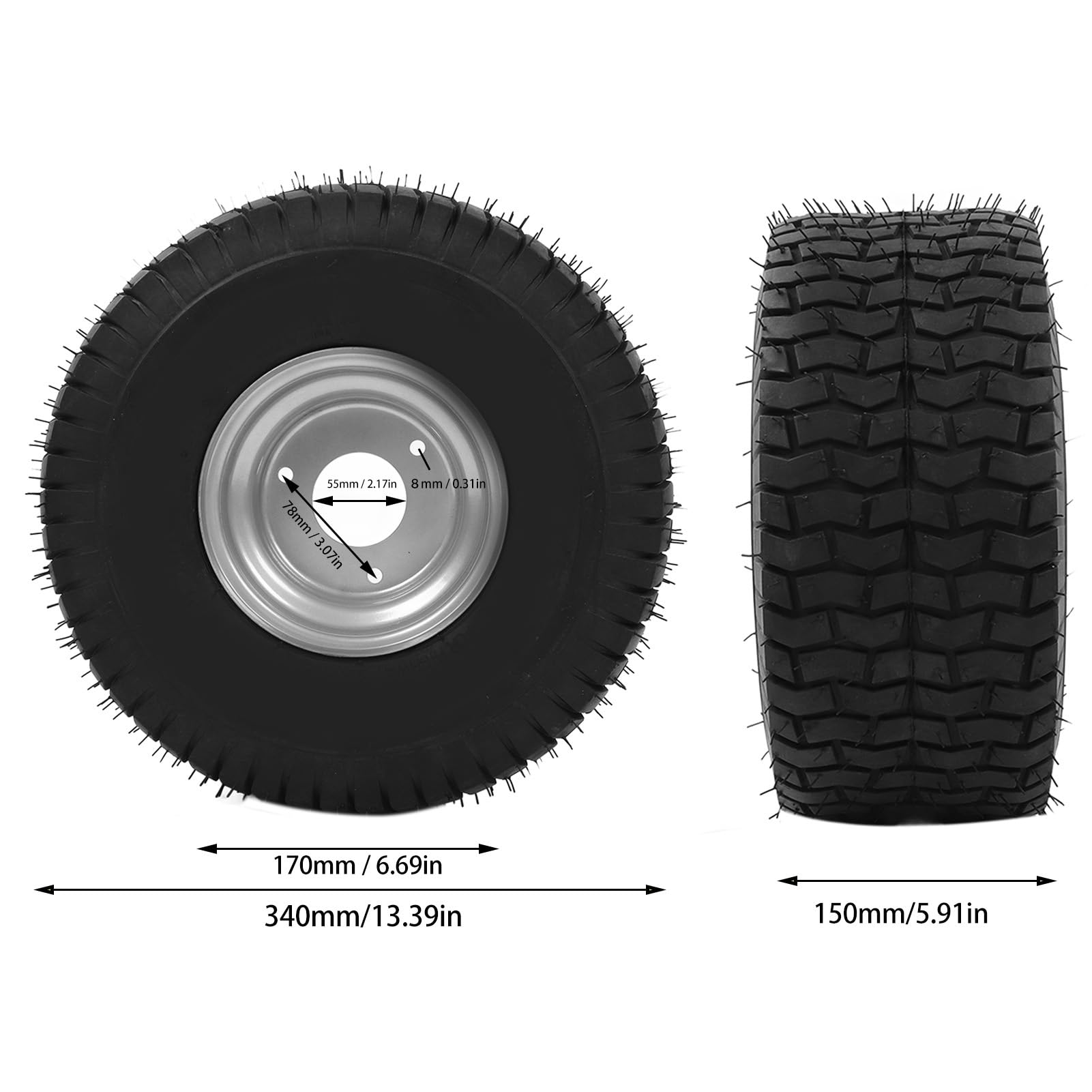 Rueda de Neumático HEAVY 15x6.00‑6 con Cubo para Vehículo Agrícola ATV UTV Kart