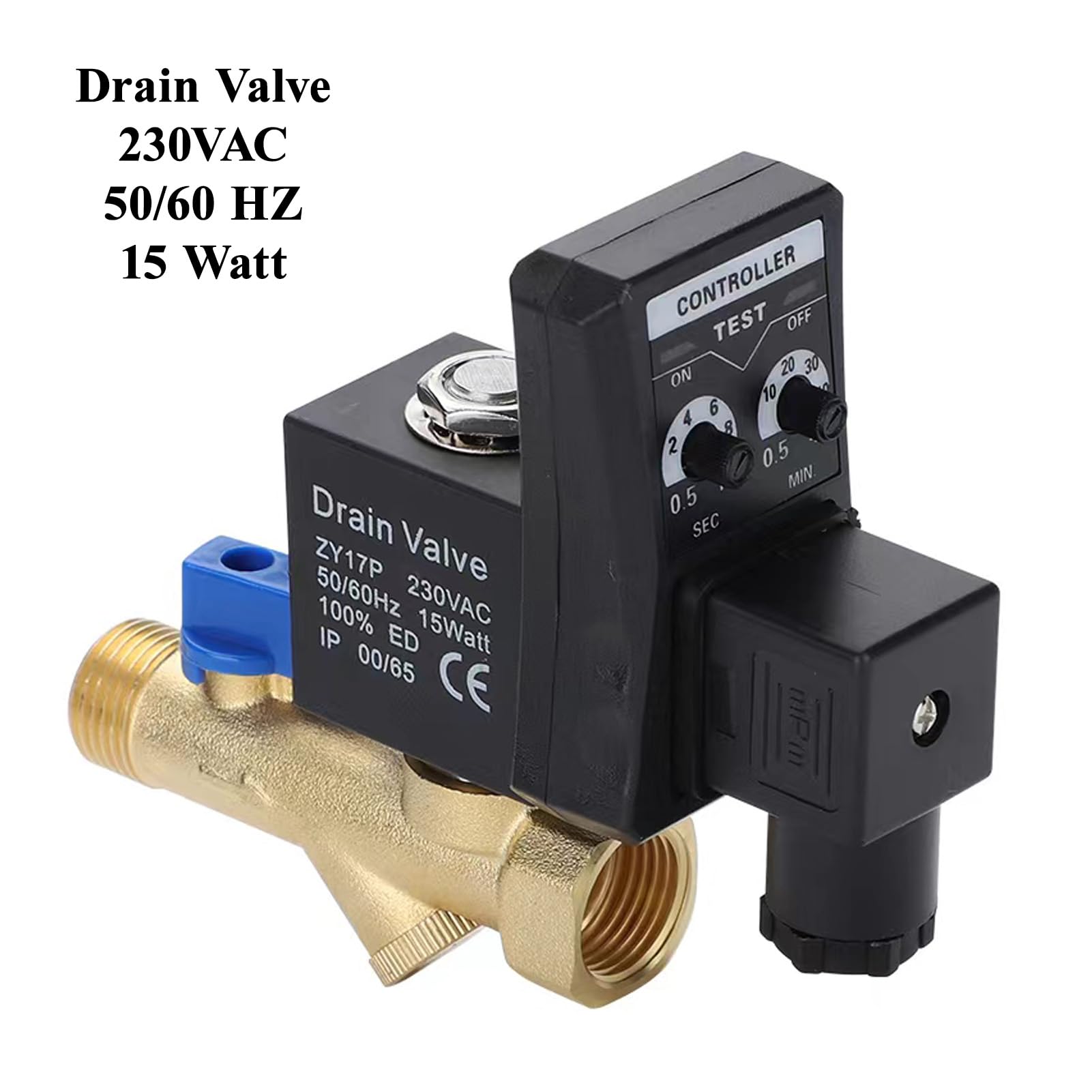Automatisches Ablassventil, G1/2 DN15 Integriertes automatisches elektronisches zeitgesteuertes Ablassventil für das Kondensatmanagement des Luftkompressors(AC230V)