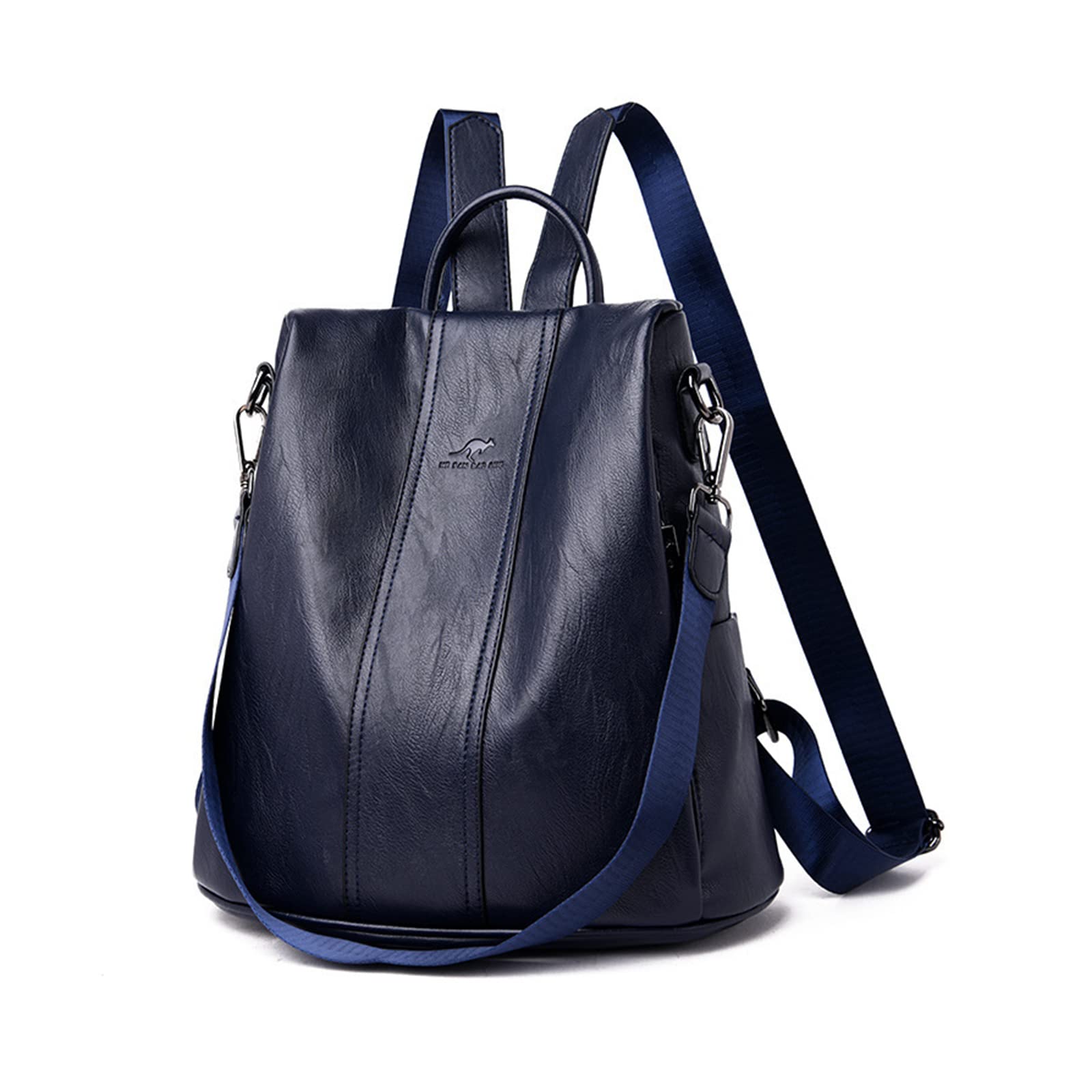 Nicole & Doris Women's Dark Blue Anti-Theft Backpack Fashion Backpacks Pu Leather Causal Daypack Backpack Shoulder Bags Waterproof Backpack For Work School Travel Shopping