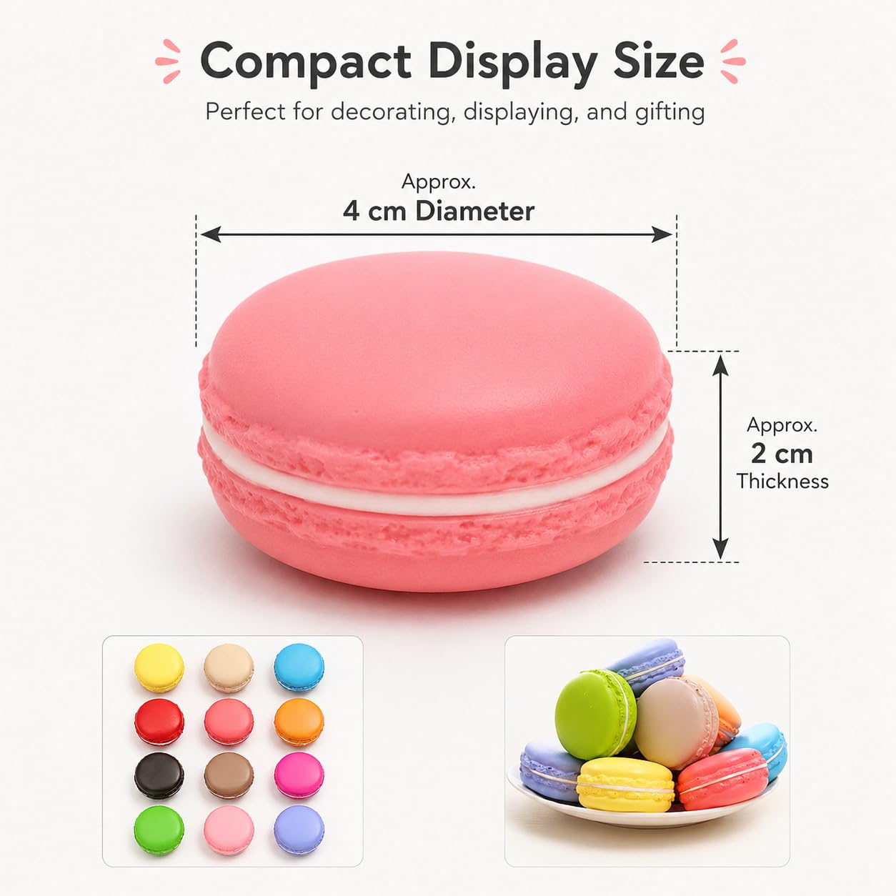 Lot de 12 petits macarons artificiels pour décoration de gâteaux, desserts, pâtisseries