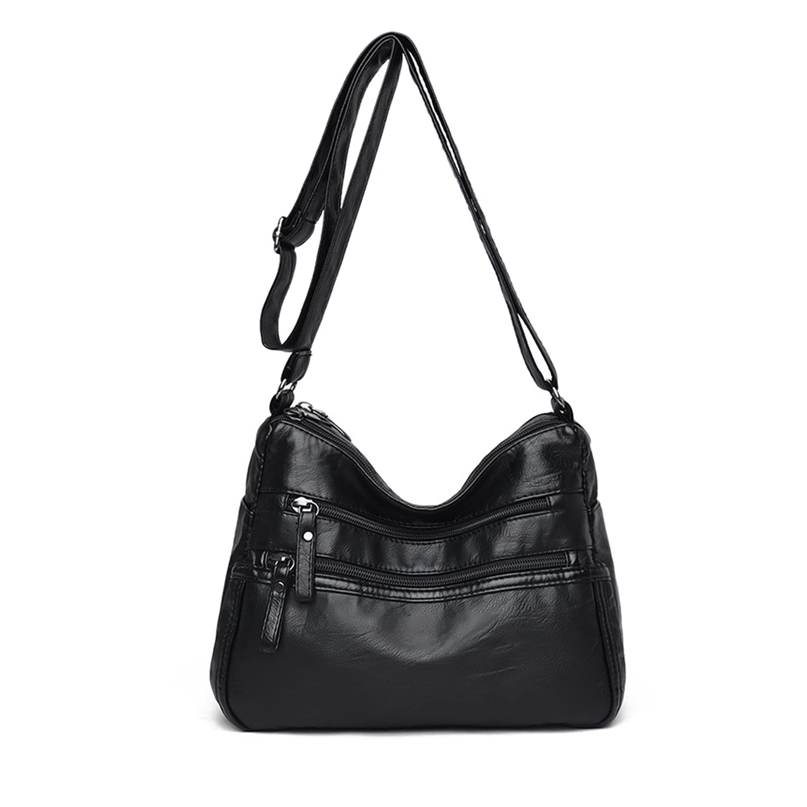 Femme Sac Bandouliere Multi-Poches Sac D'épaule Sac de Messager Imperméable en Cuir Sac à Main pour Travail Voyage Achats Usage Quotidien
