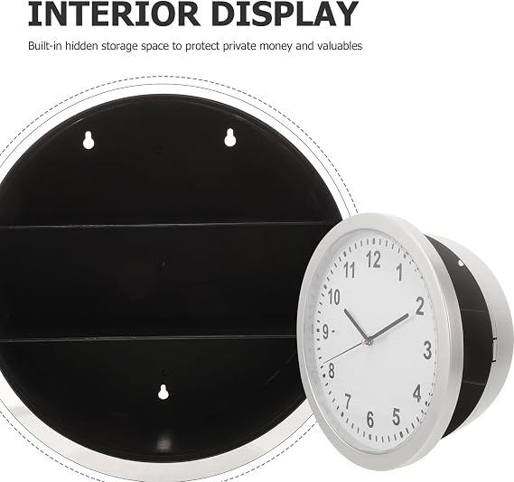 WOONEKY Secret Compartment Clock Storage Box White Plastic Money Locker with Easy to Carry Design and Decorative Element for Home Safe Key Hider and Valuables Storage